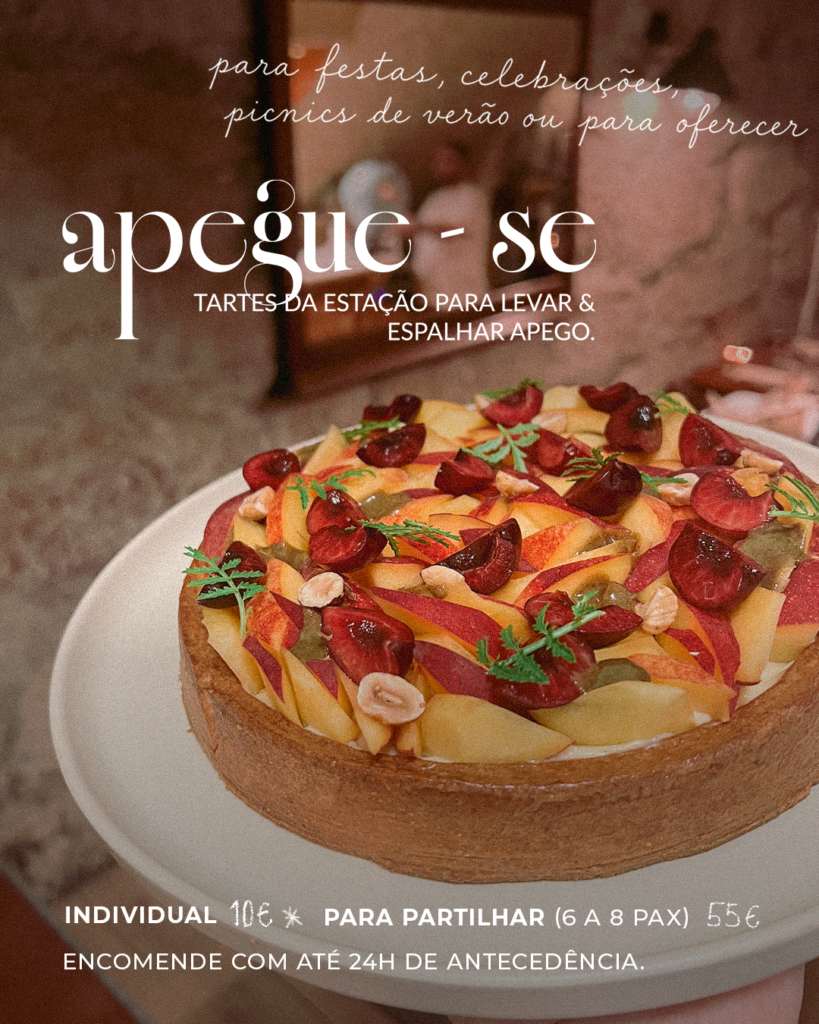Tartes da estação para levar para casa, feitas pela Chef Aurora Goy. Em dois tamanhos: 1kg (6 a 8 pessoas) - 55 euros ou Individual - 100 euros.
